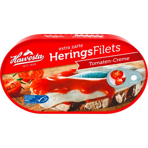 Hawesta MSC extra zarte Heringsfilets in Tomaten-Creme