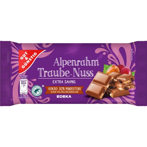GUT&GÜNSTIG Alpenrahm-Traube-Nuss-Schokolade