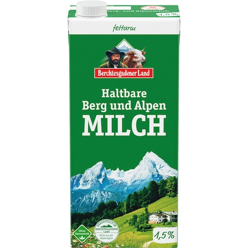 Berchtesgadener Land Haltbare Bergbauern Milch fettarm 1,5 % Fett Bild 1