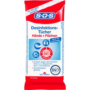 SOS Desinfektions-Tücher Hände + Flächen Bild 0