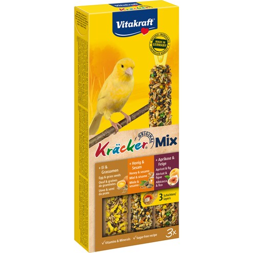 Vitakraft Kräcker Trio-Mix Ei, Aprikose, Honig für Kanarienvögel Bild 1
