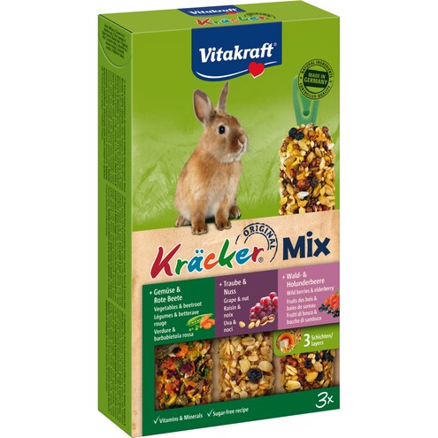 Vitakraft Kräcker Trio-Mix Gemüse/Nuß/Waldbeere für Zwergkaninchen Bild 1