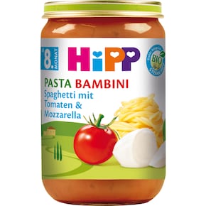 HiPP Bio Pasta Bambini Spaghetti mit Tomaten und Mozzarella ab 8. Monat Bild 0