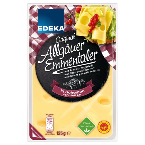 EDEKA Allgäuer Emmentaler g.U. in Scheiben 45% Fett i. Tr.