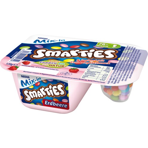 Nestlé Mix-in Smarties & Erdbeerjoghurt 3,6 % Fett Bild 1