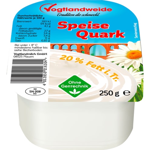 Vogtlandweide Speisequark 20 % Fett i. Tr. Bild 1