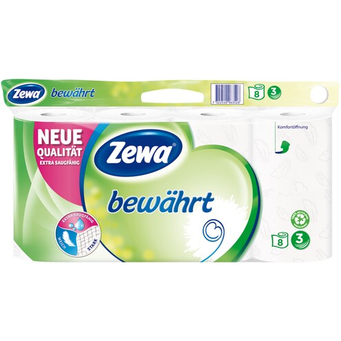 Zewa Bewährt Toilettenpapier 3-lagig weiß 50 Blatt