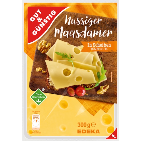 GUT&GÜNSTIG Maasdamer in Scheiben 45% Fett  i. Tr.