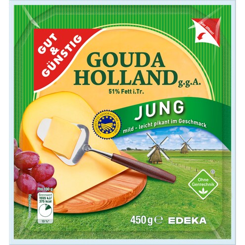 GUT&GÜNSTIG Junger Gouda Holland am Stück 48% Fett i. Tr.
