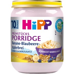 Hipp Bio Frühstücks-Porridge Banane-Blaubeere Haferbrei ohne Zuckerzusatz ab 10.Monat Bild 0