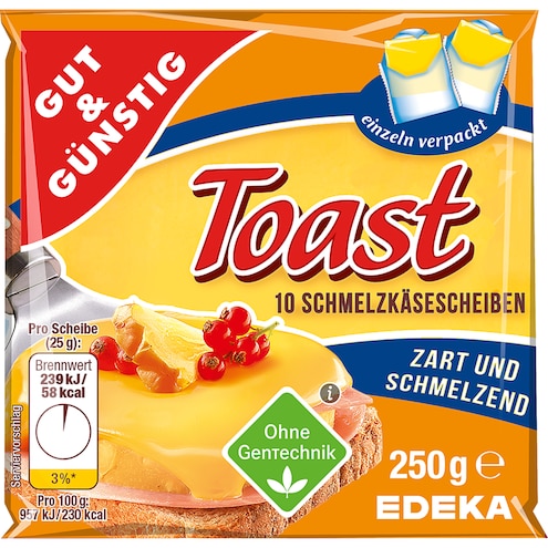 GUT&GÜNSTIG Schmelzkäsescheiben Toast 35% Fett i. Tr.