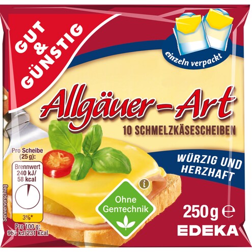 GUT&GÜNSTIG Schmelzkäsescheiben Allgäuer-Art 35% Fett i. Tr.