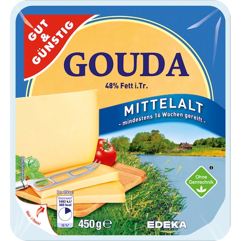 GUT&GÜNSTIG Mittelalter Gouda am Stück 48% Fett i. Tr.