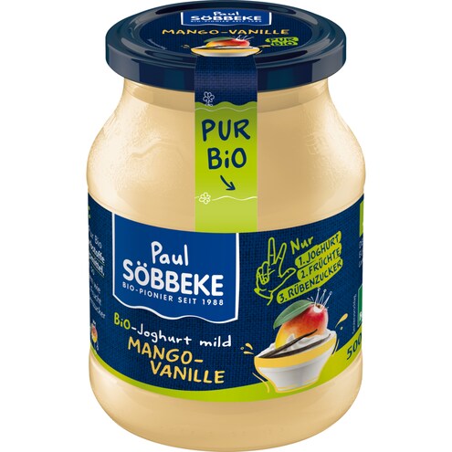 Söbbeke Pur Bio Joghurt mild Mango-Vanille 3,8 % Fett