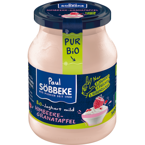 Söbbeke Pur Bio Joghurt mild Himbeere-Granatapfel 3,8 % Fett