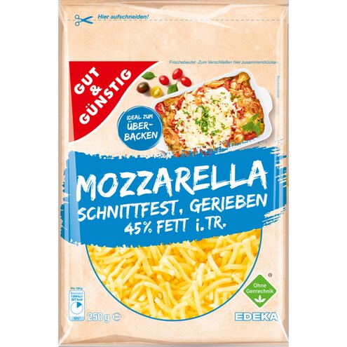 GUT&GÜNSTIG Mozzarella gerieben 45% Fett i. Tr.