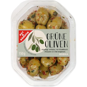GUT&GÜNSTIG Grüne Oliven mit Kräutern und Chili Bild 0