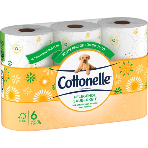 Cottonelle Pflegende Sauberkeit Kamille Toilettenpapier 4-lagig 6x135BL Bild 1