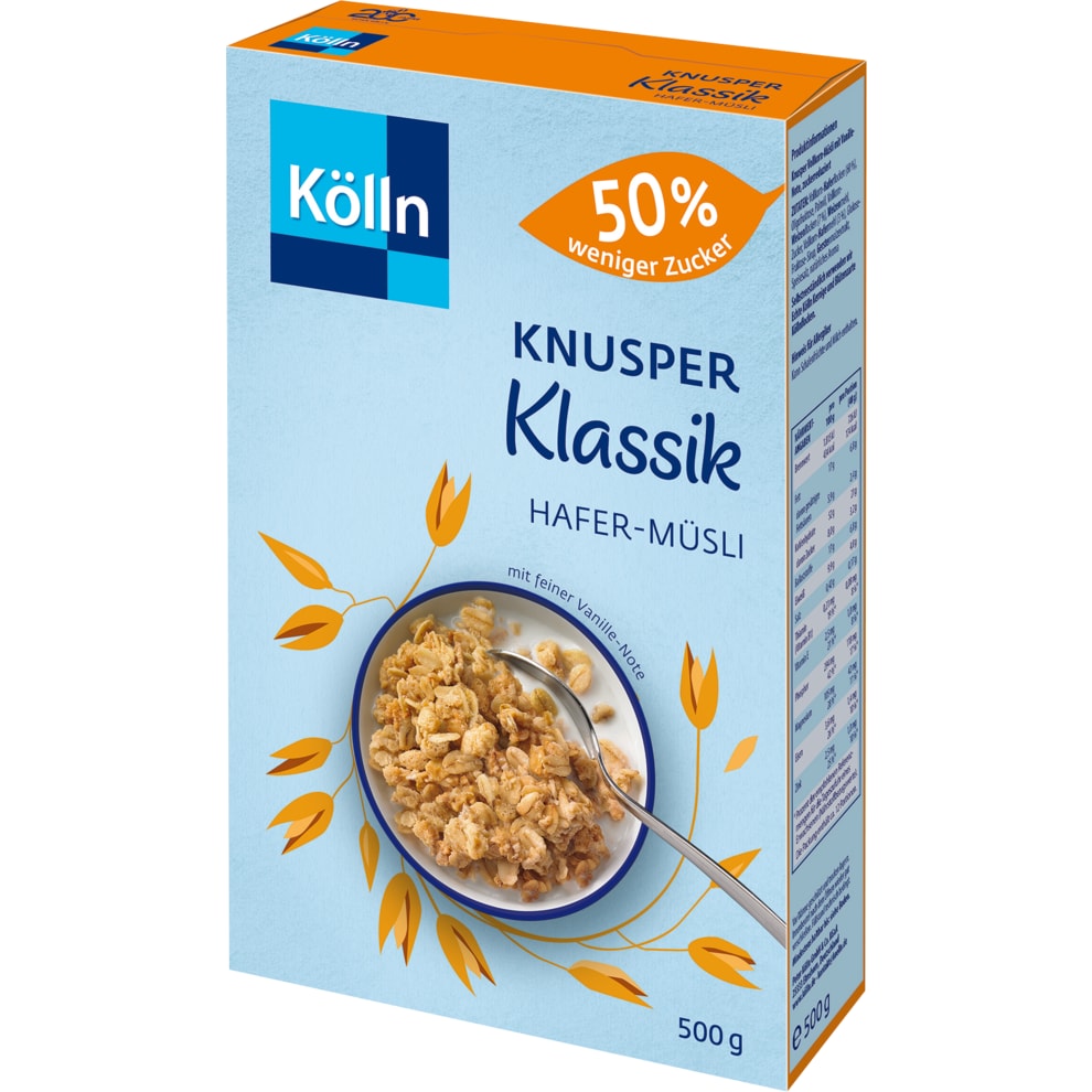 bestellen! Klassik % online Hafer-Müsli Knusper bei Zucker | Bringmeister Kölln weniger 50