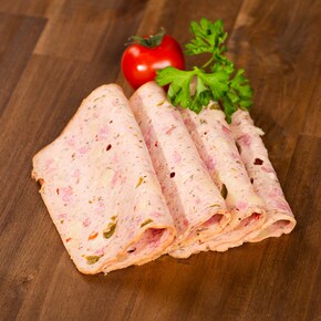 Fleischkäse mit Einlage aus Salami, Käse und Paprika im Frischepack Bild 0